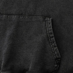 Close-up of dark gray fabric with a pocket detail