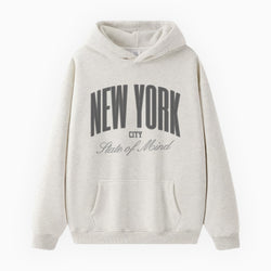 Beige hoodie with &