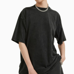 Relaxed Fit Solid Dark Blank Washed T-Shirt Pitchrad 6 