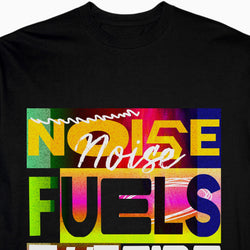 Black t-shirt with colorful &